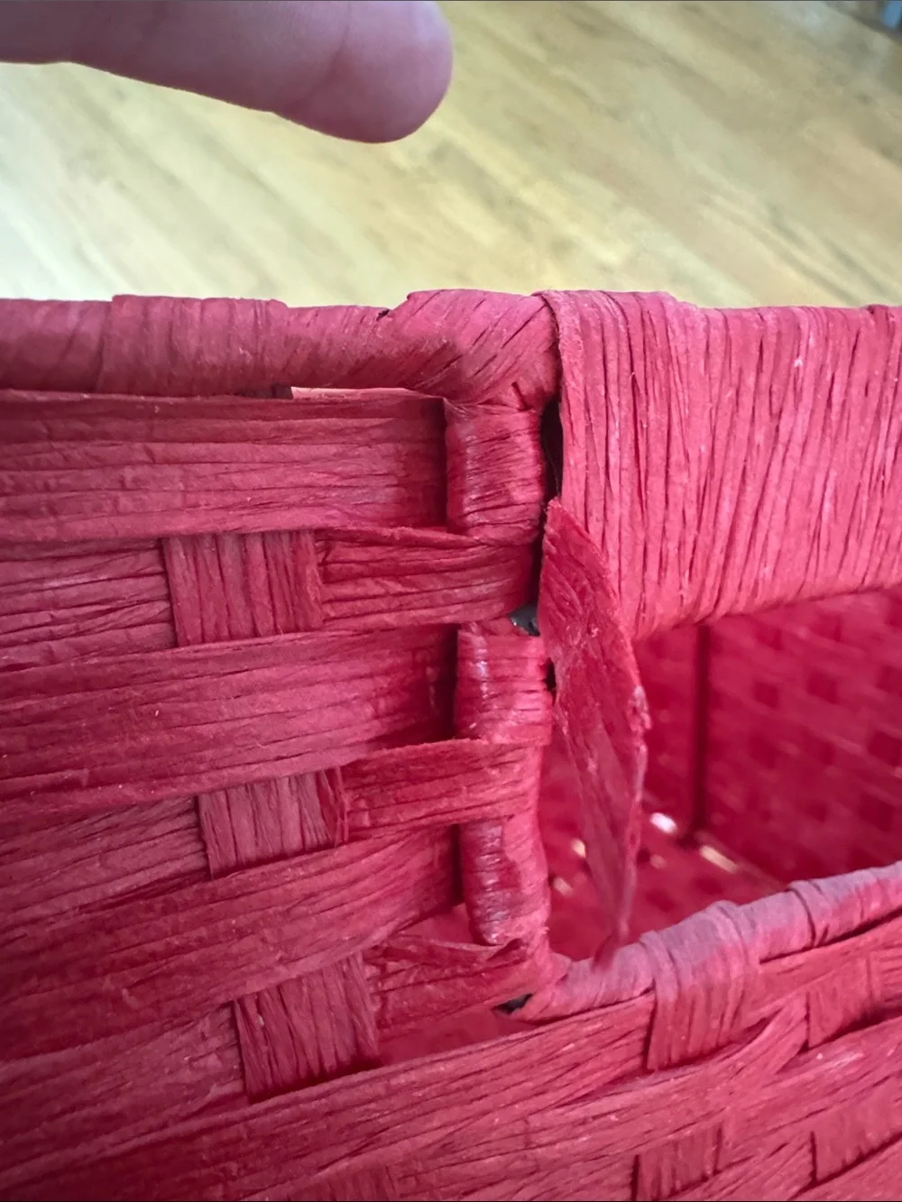Red Woven Storage Baskets - Set of 3 10x6 and 14x10